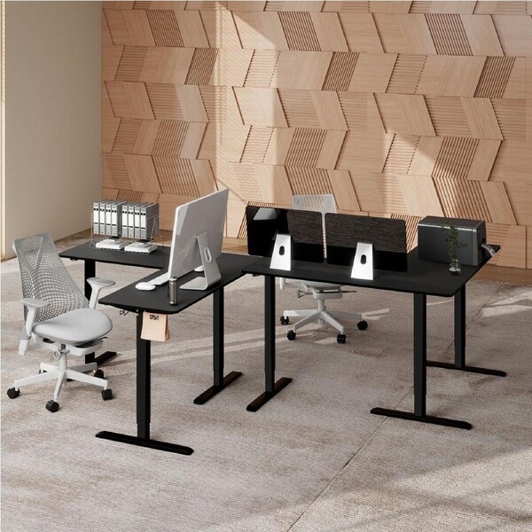 130x130x50cm L Shaped Electric Standing Desk Height Adjustable Motorised - Black