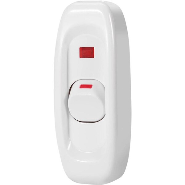 Lamp Switch, ON/Off Switch Lamp AC 10A Inline ON/Off Table Desk Lamp Cord Cable Switch with LED Indicator Light (White)