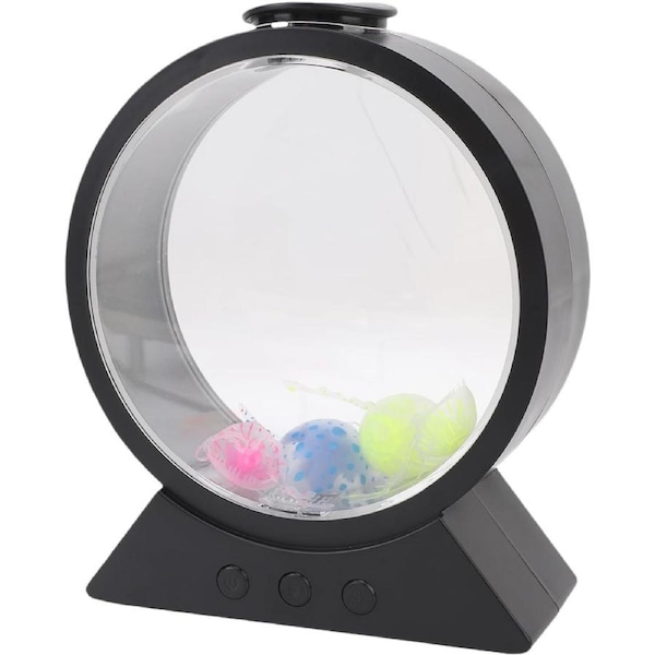 Jellyfish Lamp, 7 Color Changing Jellyfish Table Lamp with Silent Operating, 5W Light Power, Office and Bedroom Decor (Black)