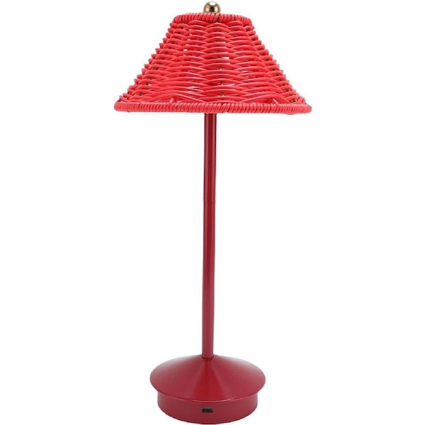 Rattan Table Lamp, Handmade Boho LED Bedside Lamp Rechargeable, 3 Colors Adjustable Cordless Ambient Lighting for Bedroom Desk Office Decoration