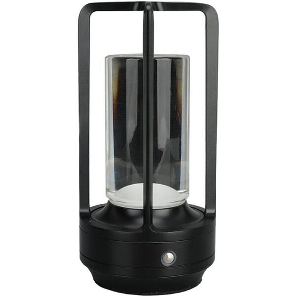 LED Table Rechargeable Tactile Lamp, 3 Outdoor Camping Colors, Family Meeting, Aluminum Acrylic, Portable Night Light (Black)