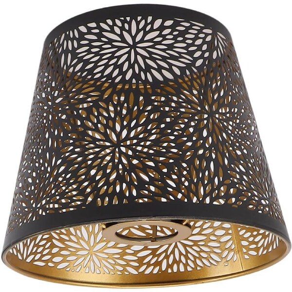 Lamp Shadow, Strong and Black Light Transmission Great Heat Dissipation E26 E27 Iron Metal Lamp Screen with Internal Gold Pattern for The Table