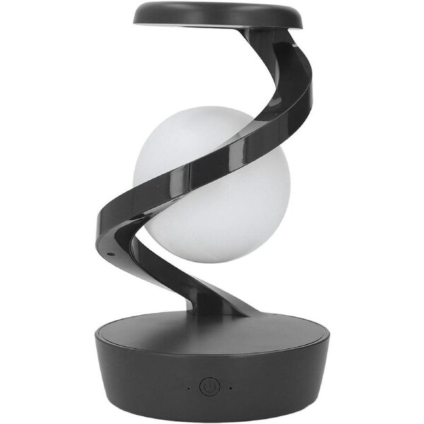 LED Table Lamp, Modern Spiral Bedside Lamp Rechageable Multipurpose Levitation Ball Wave Sensing Innovative for Bedroom for Office (Grey)