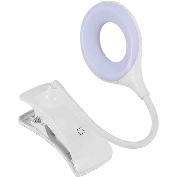 LED Desk Clipon Lamp Rechargeable 6000 K - 6500 K Clipon Clamp 360 Degree Rotation LED Lights Desk Table Lamp Eye Care for Reading Study Lighting