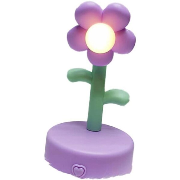Cute Flower Desk Lamp, Portable Night Light Portable Lighting Simple for Study Office (Purple)
