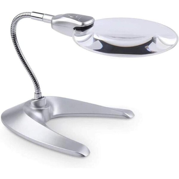 VELOCITY Magnifier LED Desk Lamp USB Cabled, Powerful 3x5x8x10x Magnifying Glass, Smoothly Adjustable and Extra Bright LED Lights