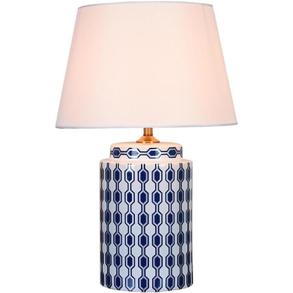 VELOCITY Lamp Table Lamp Porcelain Vase Desk Lamp Painting Glazed Bedroom Bedside Lamp with Fabric Lampshade Study Reading Lamp Office Night Lamp