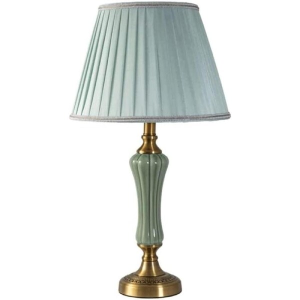 VELOCITY Lamp Nightstand Lamp Simple Light Luxury Bedside Lamp Ceramic Table Lamp with Fabric Shade for Living Room Bedroom and Study Table Lamp (Button Switch-A)