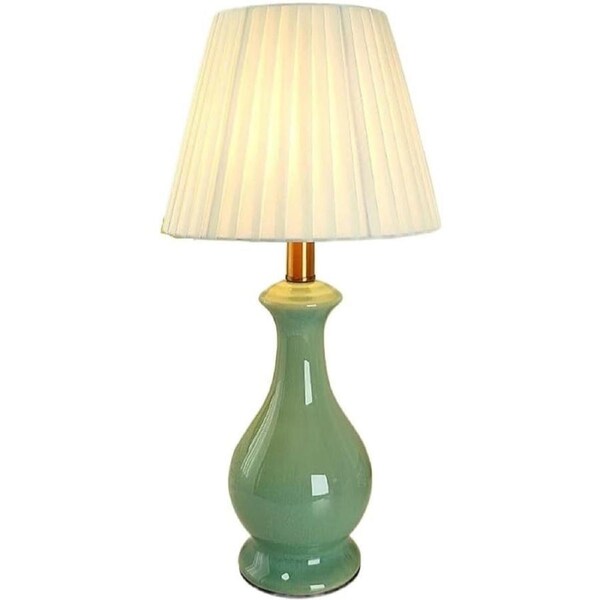 VELOCITY Lamp for Desk Ceramic Table Lamp Home Simple Retro Chinese Ceramic Bedside Table Lamp Study Desktop Reading Table Lamp Desk Led Lamp (A-A)
