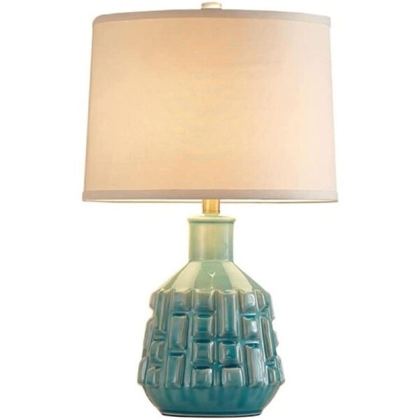 Shower Head Table Light Nightstand Lamp Blue Ceramic Table Lamp Ice Crack Glazed Bedside Desk Nightstand Lamp for Bedroom Living Room Office College Desk Lamp Table Lamps (B-Remote Control Switch)
