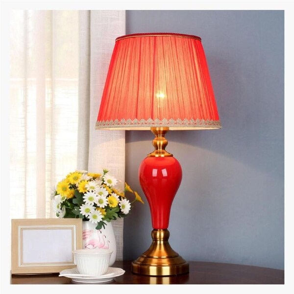 VELOCITY Lamp Bed Lamp Modern Ceramic Table Lamp, Stylish and Simple Bedroom Bedside Lamp, Living Room Retro Decorative Table Lamp Living Room Lamp (A-A)