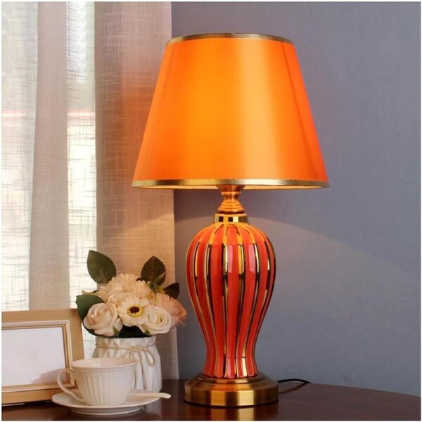 VELOCITY Lamp Bed Lamp Table Lamp Ceramic Bedside Lamp Bedroom Modern Simple Bedside Counter Lamp Multiple Colors Available Living Room Lamp (D-A)