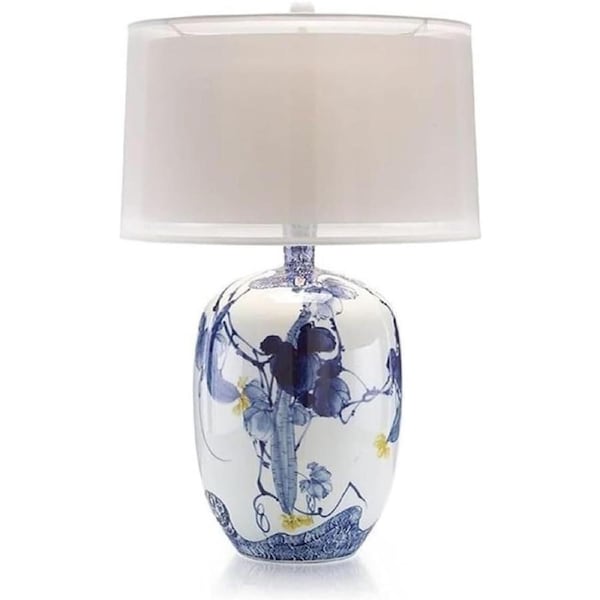 VELOCITY Lamp Table Lamps Table Lamp Bedside Lamp Ceramic Table Lamp Hand-Painted Ink Painting Bedside Lamp Fabric Lampshade Nightstand Lamp for Living Room Bedroom Table Lamps for Liv