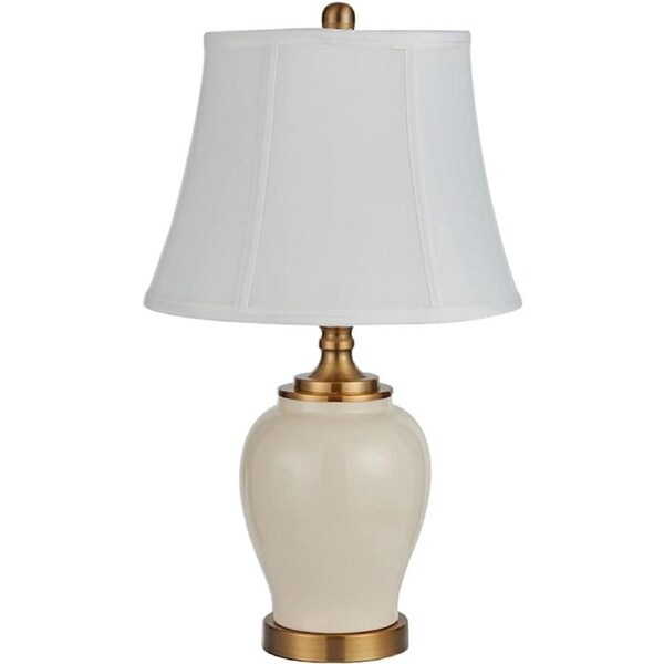 VELOCITY Lamp for Desk White Ceramic Table Lamp Bedroom Bedside Lamp Modern Living Room Study Reading Table Lamp Fabric Lampshade Decorative Desk Light Desk Led Lamp