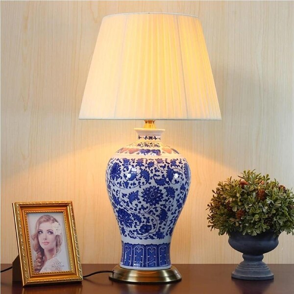 VELOCITY Lamp 66 * 30 CM vase Bedroom Desk Lamp 5 Styles Available Chinese Table Light Blue and White Porcelain Glazed Ceramic Table Lamp Art Deco China Antique Desktop Lamp