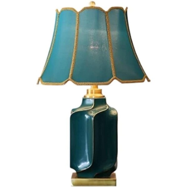 Shower Head Bedside Table Lamp Green Ceramic Table Lamps Brass Base Desk Light Farmhouse Bedroom Living Room Home Office Desk Nightstand Table Lamp Nightstand Lamp(Remote Control Switch-35*55cm)