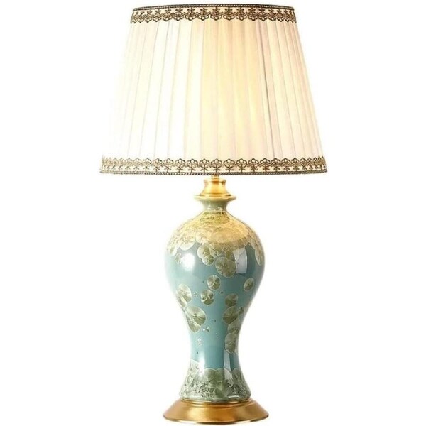 Shower head Table Lamp Bedside Lamp Nightstand Lamp Ceramic Table Lamp Crystal Glazed Desk Lamp Retro Ceramic Living Room Table Lamps for Table Decoration Table Lamps(Remote Control Switch-35*63cm)