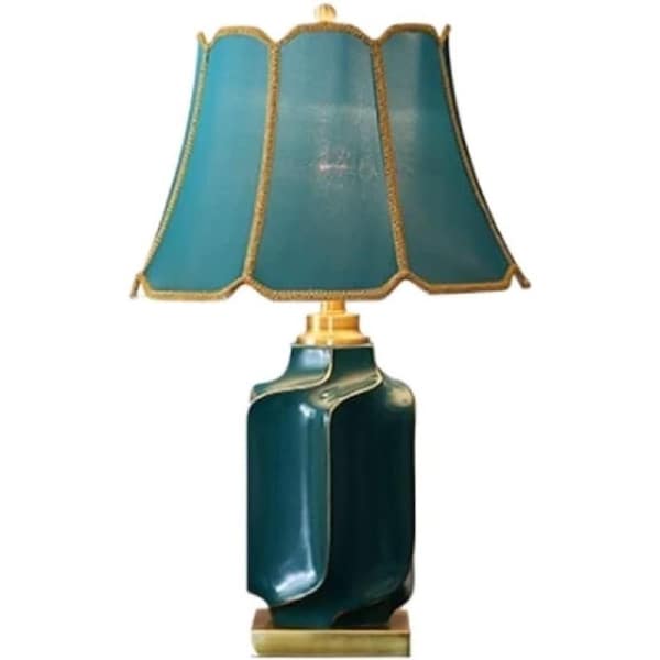 VELOCITY Lamp Table Lamp Bedside Lamp Nightstand Lamp Green Ceramic Table Lamps Brass Base Desk Light Farmhouse Bedroom Living Room Home Office Desk Nightstand Table Lamp (Dimmer Switch-40 * 67cm)