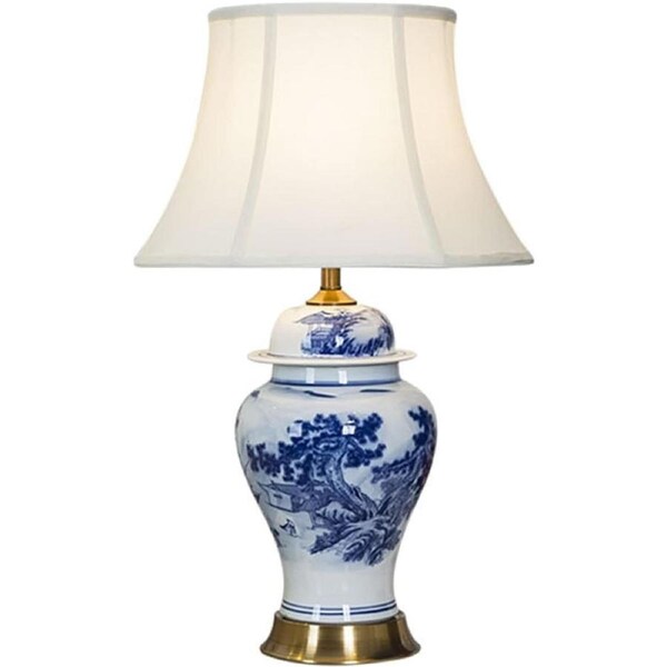 Lamp Modern Celadon Table Lamp, Ceramic Table Lamp with 360° Lighting, Decorative Bedside Table Lamp for Bedroom, Living Room, Home Lamp