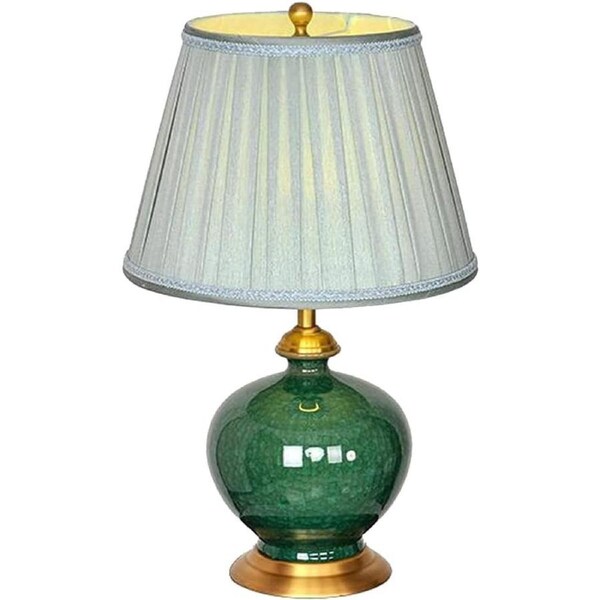 VELOCITY Lamp Green Glazed Ceramic Table Lamp Porcelain Bedroom Bedside Lamp Creative Ice Crack Vase Bedroom Desk Lamp China Antique Desktop Lamp