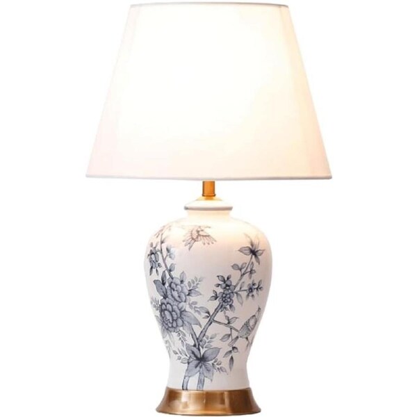 VELOCITY Shower Head New Chinese Celadon Porcelain Fabric Desk Lamp Classical Luxury Living Room Bedroom Bedside Desk Light Sofa Study Room Decoration Table Lamp Hotel Front Desk Showc
