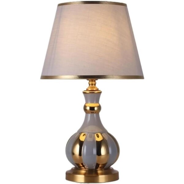 VELOCITY Shower Head Bedside Table Lamp Ceramic Table Lamp Fabric Lampshade Desk Lamp E27 Desk Light Nightstand Lamp Eye Protection Nightstand Lamp for Bedroom Shower Head (L-Remote Control Switch)