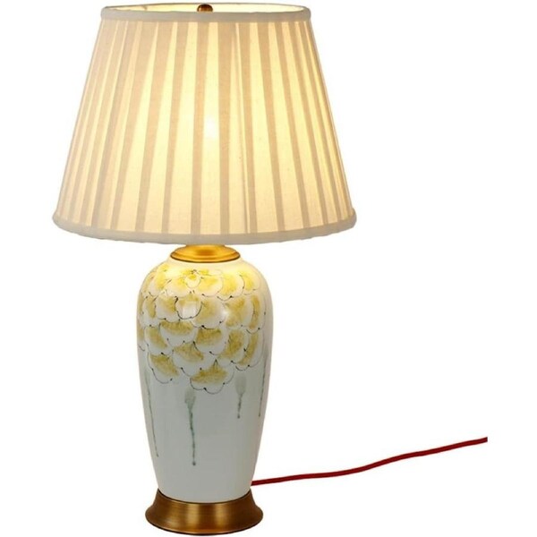 VELOCITY Shower Head Table Light Nightstand Lamp Traditional Hand-Painted Ceramic Table Lamp Modern Bedside Table Lamp Retro Desk Reading Nightstand Lamp Table Lamps(Push Button Switch-39 * 64cm)