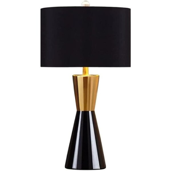 VELOCITY Shower Head Bedside Table Lamp Retro Bar Table Lamp LED Desktop Night Light Restaurant Coffee Living Room Decor Lighting Ceramics Desk Lamp Nightstand Lamp(Black-Push Button Switch)