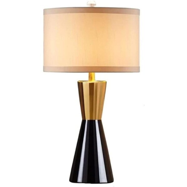 VELOCITY Shower Head Bedside Table Lamp Retro Bar Table Lamp LED Desktop Night Light Restaurant Coffee Living Room Decor Lighting Ceramics Desk Lamp Nightstand Lamp(Beige-Push Button Switch)