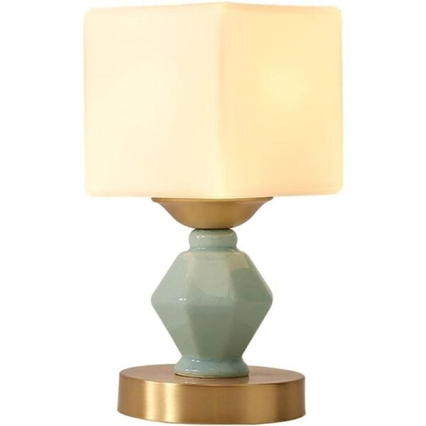 VELOCITY Lamp for Desk Modern Small Ceramic Table Lamp White Fabric Lampshade Bedside Living Room Bedroom Decorative Desktop Lamps Desk Led Lamp