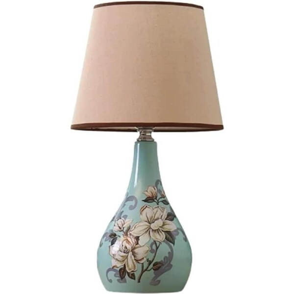 VELOCITY Shower Head Table Lamp Bedside Lamp Nightstand Lamp Ceramic Table Lamps Handmade Fabric Lampshade Bedside Lamp Side Table Lamp Bedroom Desk Lamp Table Lamps(A-Dimmer Switch)