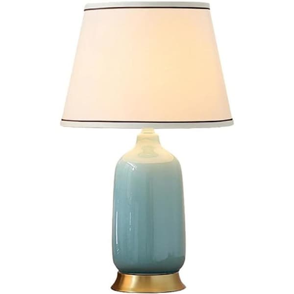 VELOCITY Lamp Bed Lamp Chinese Table Lamp Living Room Decoration Ceramic Table Lamps Bedroom Bedside Lamp, Used for Study Dining Room Decor Desk Lamp Living Room Lamp (B-A)