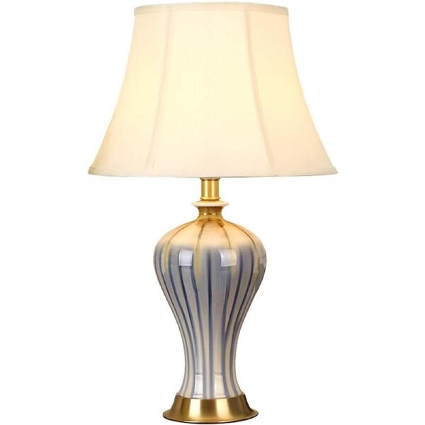 VELOCITY Lamp Bedside Table Lamp Chinese Ceramic Table Lamp Home Living Room Study Table Lamp Warm Bedroom Bedside Lamp Hotel Room Lamp Bedside Lamps (Power Switch Button-A)