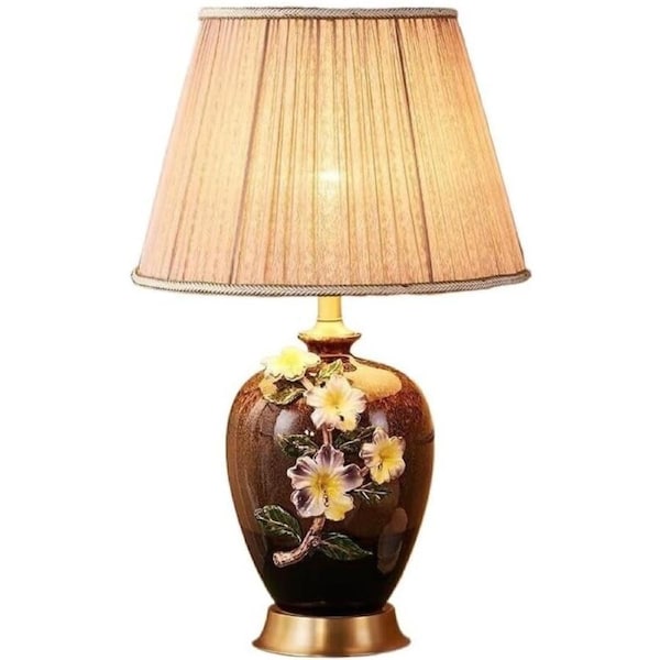 VELOCITY Lamp Bed Lamp Chinese Enamel Color Master Bedroom Table Lamp Bedroom Bedside Lamp Living Room Warm and Creative Ceramic Lamps Living Room Lamp (C-A)