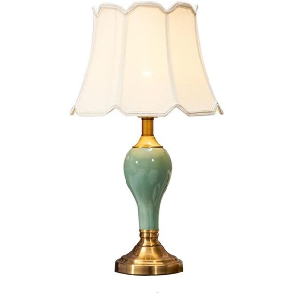 VELOCITY Shower Head Modern Table Lamps for Bedrooms Set of 1, Light Green Ceramic Bedside Lamps for Living Room (Dimmer Switch-A)
