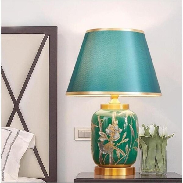 VELOCITY Lamp Bedroom Table Lamp Vintage Ceramic Bedside Lamp Modern Simple Table Lamp American Decorative Table Lamps E27 Living Room Hotel 33 * 48CM Lamp