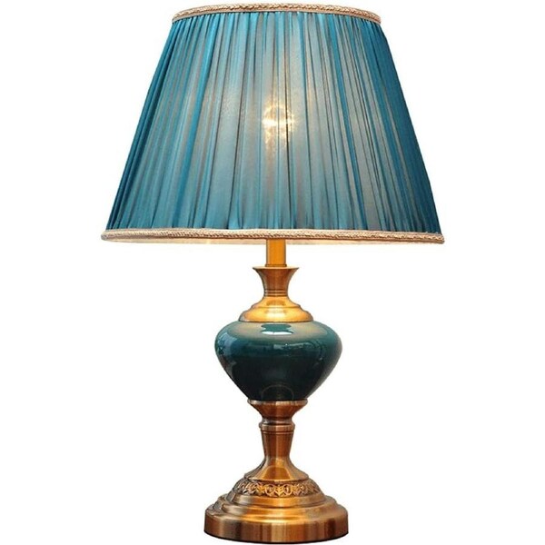 VELOCITY Lamp Ceramic Table Lamp for Bedside Desk Lamp Blue Luxury Decoration Living Room Bedroom Library Study Office Lighting Table Lamps American Minimalist End Table Desk Lamp