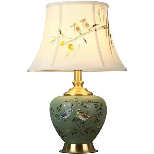VELOCITY Lamp Green Glaze Ceramics Table Lamp Porcelain Bedroom Bedside Lamp Large Oriental Vase Bedroom Desk Lamp Antique Desk Lamps Office Night Lamp
