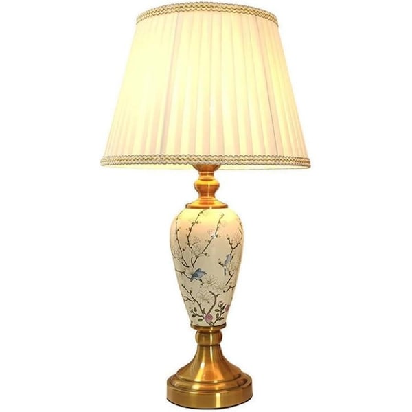 VELOCITY Lamp for Desk Ceramic Table Lamp Simple Bedroom Table Lamp Light Luxury Bedroom Bedside Lamp Chinese Living Room Corner Lamp Desk Led Lamp (A-A)