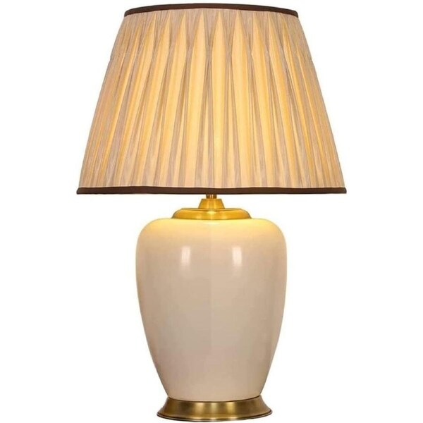 VELOCITY Shower Head Bedside Table Lamp Large Ceramic Table Lamp Desk Lamp White Glazed Table Lamps with Shade Living Room Nightstand Lamp Nightstand Lamp for Bedroom Shower Head (Dimmer Switch-A)