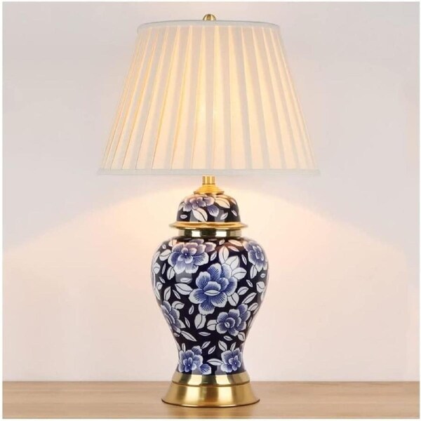 VELOCITY Shower Head Bedside Table Lamp Vintage Table Lamp Oriental Ceramic Desk Lamp for Living Room Bedroom Nightstand Lamp Home Office Nightstand Lamp for Bedroom Shower Head (C-Dimmer Switch)