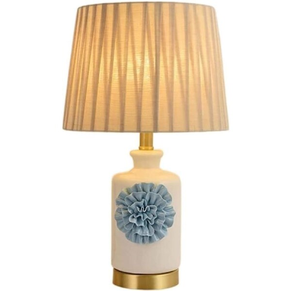 Shower head Table Lamp Bedside Lamp Nightstand Lamp Ceramic Table Lamps Modern Simple Handmade Flower Bedside Desk Nightstand Lamp for Bedroom Living Room Decoration Table Lam(B-Button switch)