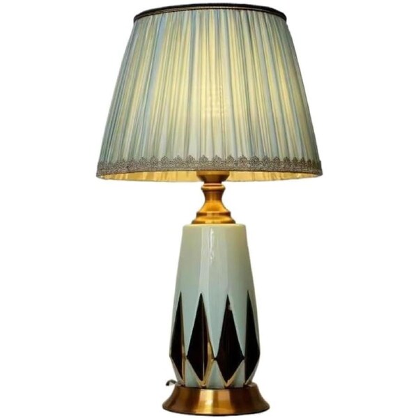 VELOCITY Lamp for Desk Simple Table Lamp Bedroom Bedside Lamp Living Room Hotel Room Decoration Retro Ceramic Lamps Desk Led Lamp (B-A)