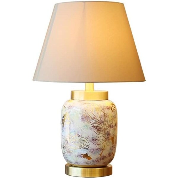 VELOCITY Lamp Bed Lamp Chinese Ceramic Table Lamp Bedroom Bedside Lamp Living Room Side Decorative Table Lamps, Used for Office Study Desktop Decor Desk Lamp Living Room Lamp (One Color-A)