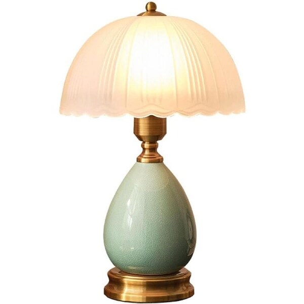 VELOCITY Lamp for Desk Simple Modern Ceramic Table Lamp Practical Bedroom Bedside Lamp Glass Lampshade Interior Decorative Reading Lamp Desk Led Lamp