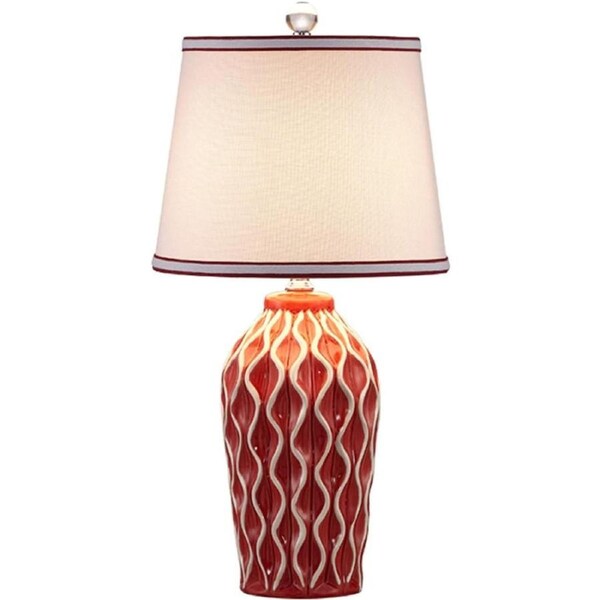 VELOCITY Lamp Bed Lamp Bedside Table Lamp Ceramics Table Lamp, Table Lamp with Fabric Lampshade, Bedside Nightlight Lamp for Bedroom Living Room Vintage Foyer Study Room Office Living (E-A)
