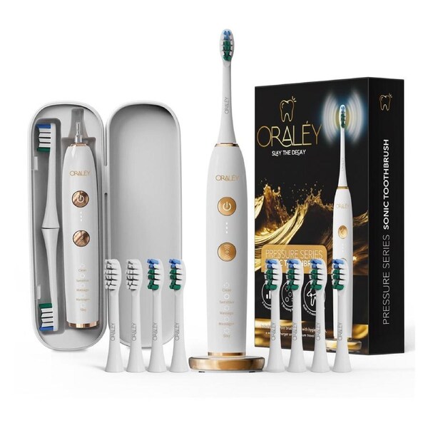 Oraley Pressure Series Electric Toothbrush - White/Gold