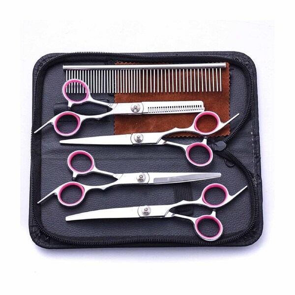 7 Inch Professional Pet Dog Grooming Scissors Shear Hair Cutting Set Curved Tools