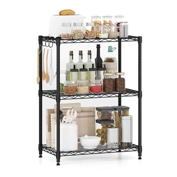 Costway 3-Tier Wire Shelving Unit Adjustable Metal Storage Shelves Kitchen Rack Garage Pantry Organiser