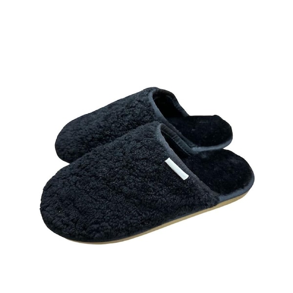 100% Australian Merino Sheepskin Curly Scuffs Moccasins Boucle Slippers Slip On UGG in Black Small
